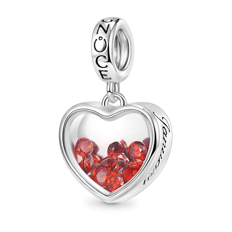 Gnoce Jan.Birthstone Heart Personalized Photo Pendant Dangle Charm_2