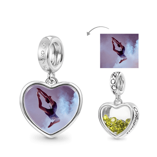Gnoce Aug.Birthstone Heart Personalized Photo Pendant Dangle Charm_1