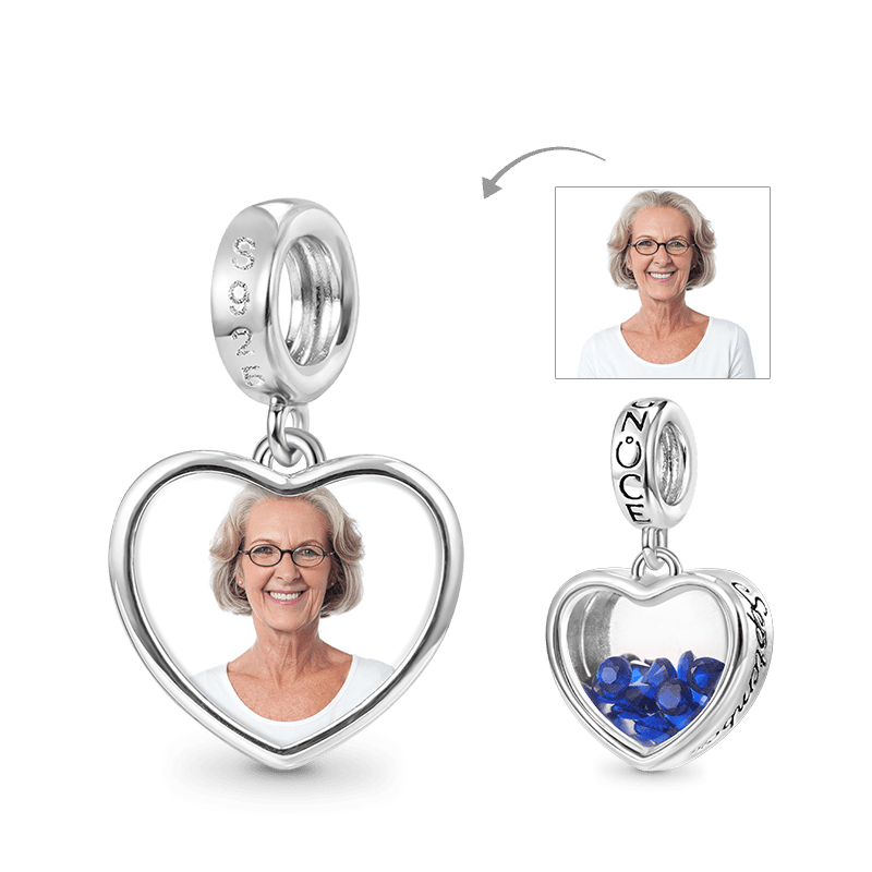Gnoce Sep.Birthstone Heart Personalized Photo Pendant Dangle Charm_1