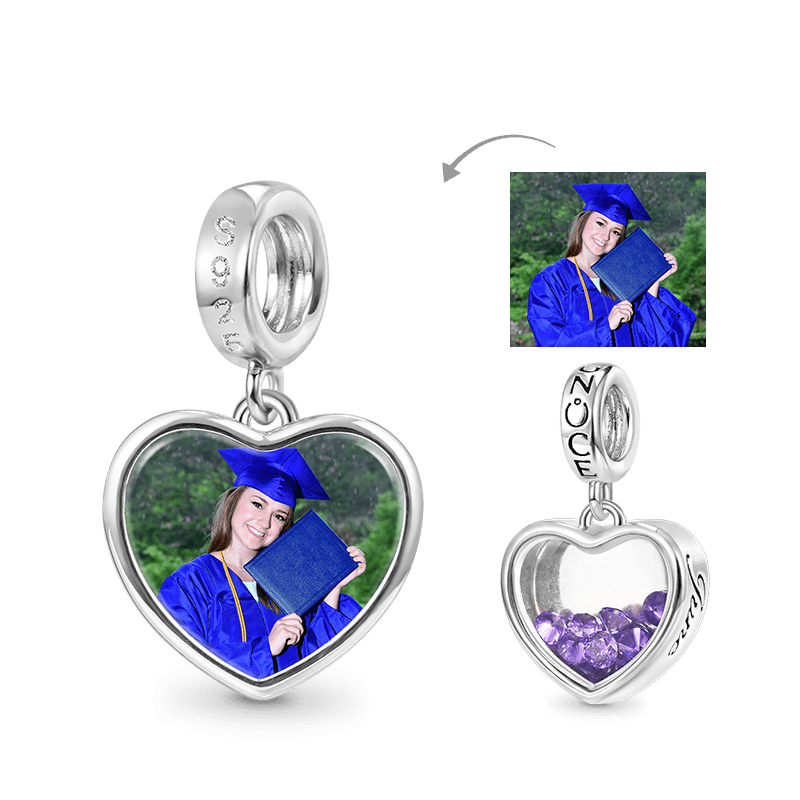 Gnoce Jun.Birthstone Heart Personalized Photo Pendant Dangle Charm_1