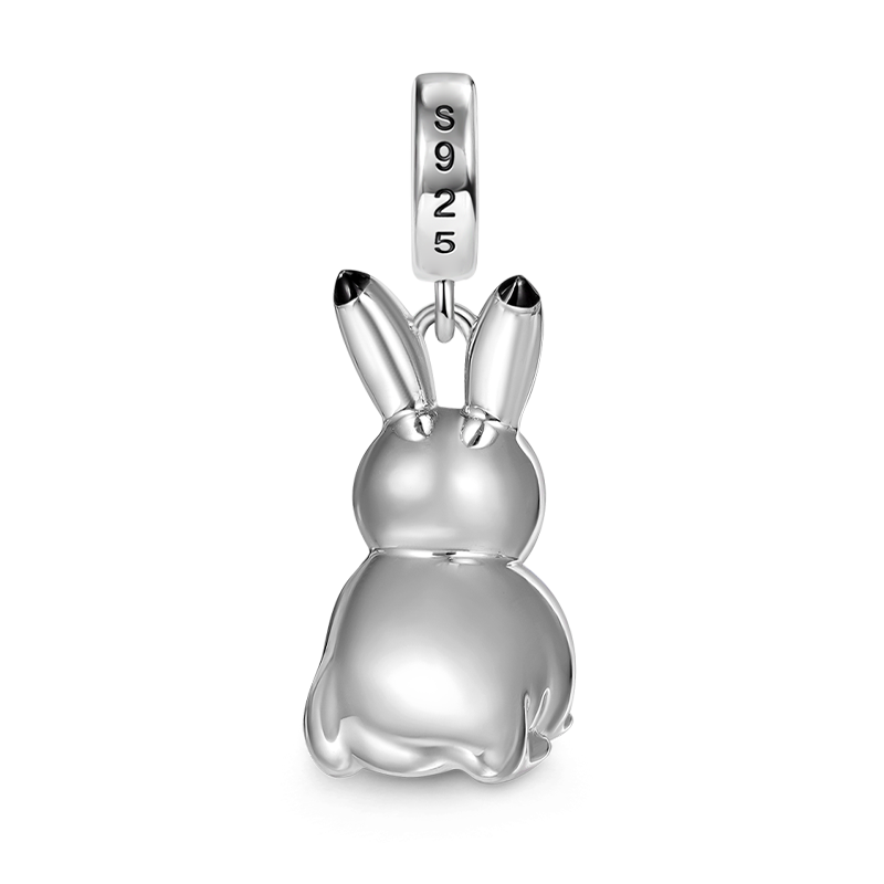 Gnoce Arctic Rabbit Embraces Heart Gem Pendant Dangle Charm_2