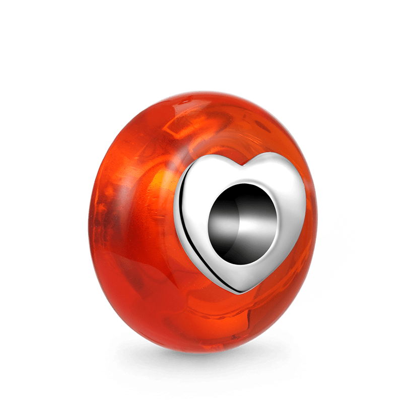 Gnoce Natural Orangered Stone Heart Hole Charm_2