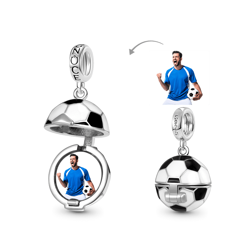 Gnoce Football Personalized Openable Photo Pendant Dangle Charm_1
