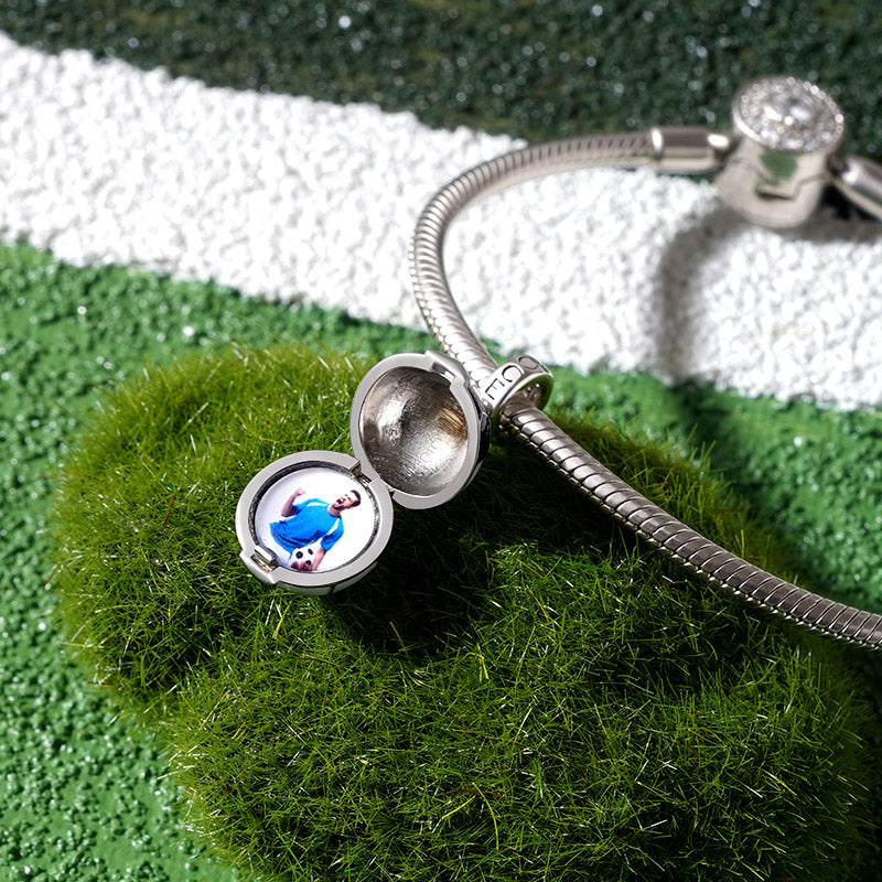 Gnoce Football Personalized Openable Photo Pendant Dangle Charm_3