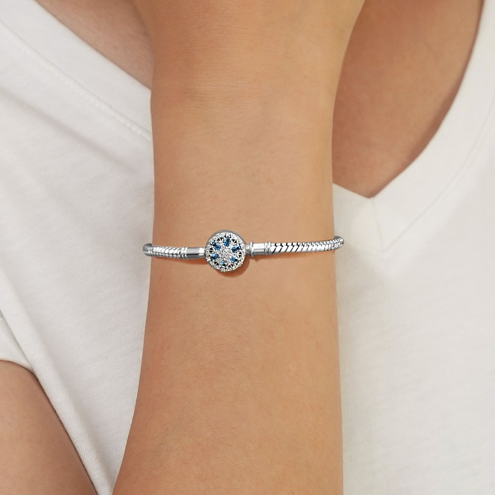 Gnoce Sparkling Snowflake Basic Snake Chain Bracelet_5