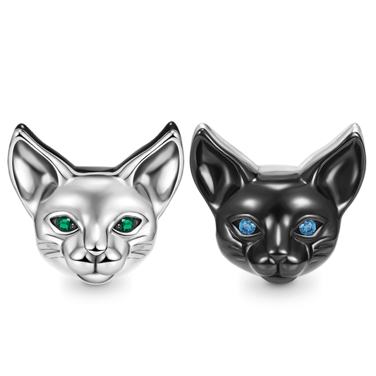 Double Sided Cat Charm Bead 925 Sterling Silver_1