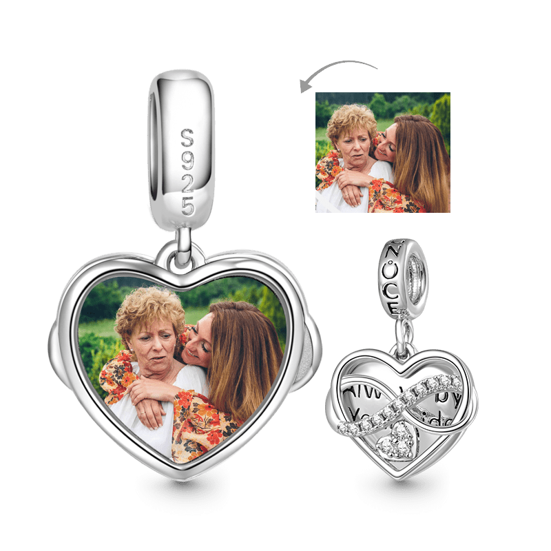 Gnoce Infinite Heart Personalized Photo Double Pendant Dangle Charm_1