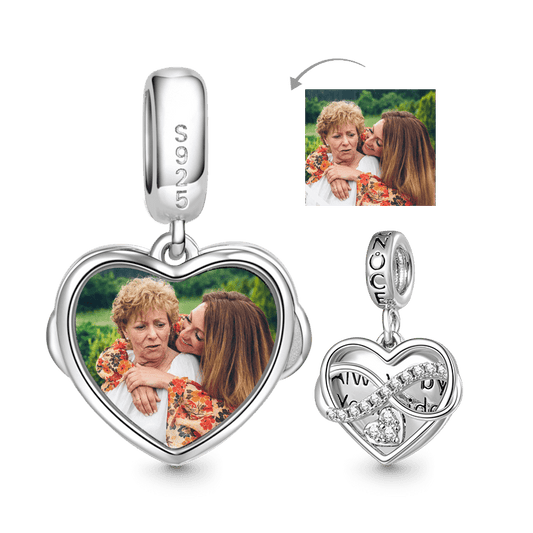 Gnoce Infinite Heart Personalized Photo Double Pendant Dangle Charm_1