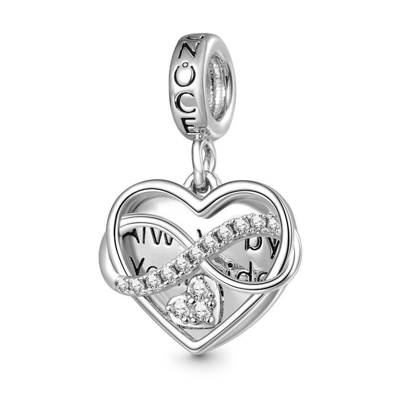 Gnoce Infinite Heart Personalized Photo Double Pendant Dangle Charm_2