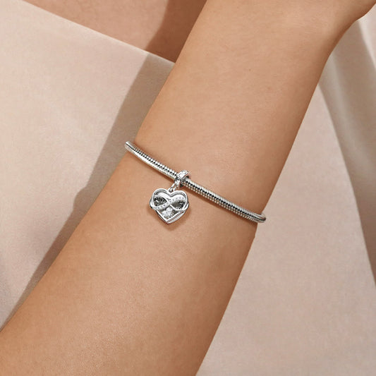 Gnoce Infinite Heart Personalized Photo Double Pendant Dangle Charm_5