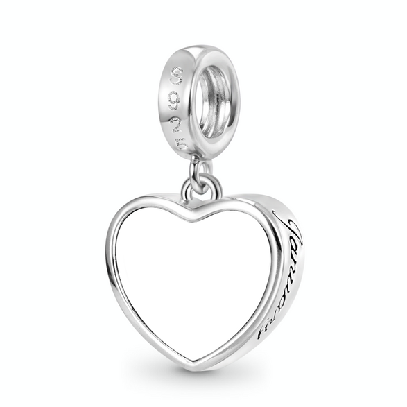 Gnoce Jan.Birthstone Heart Engravable Pendant Dangle Charm