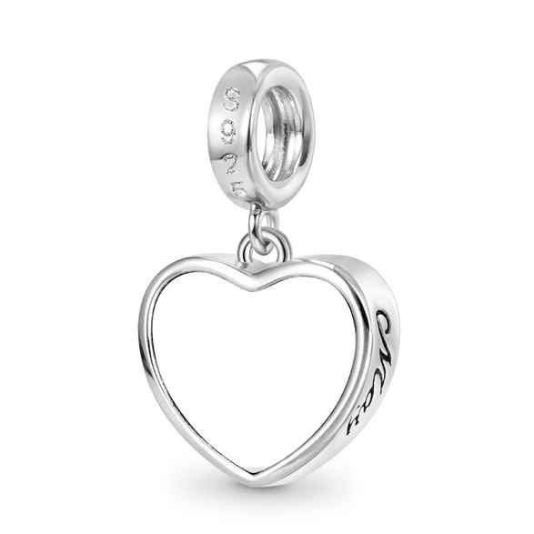 Gnoce May.Birthstone Heart Engravable Pendant Dangle Charm