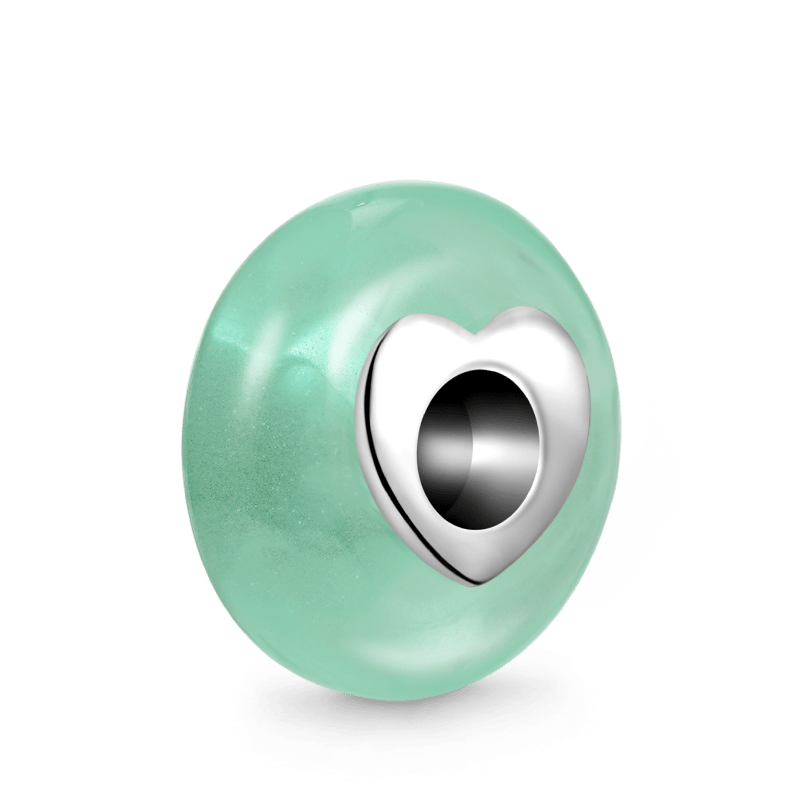 Gnoce Natural Green Stone Heart Hole Charm_2