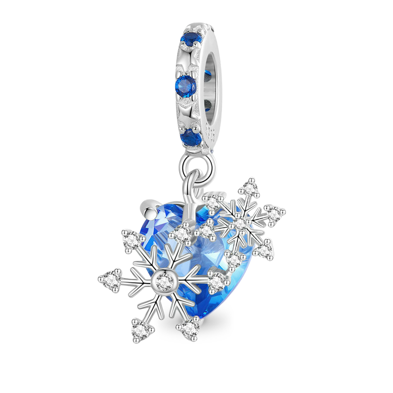 Gnoce Sparkling Snowflake Heart Pendant Dangle Charm_1