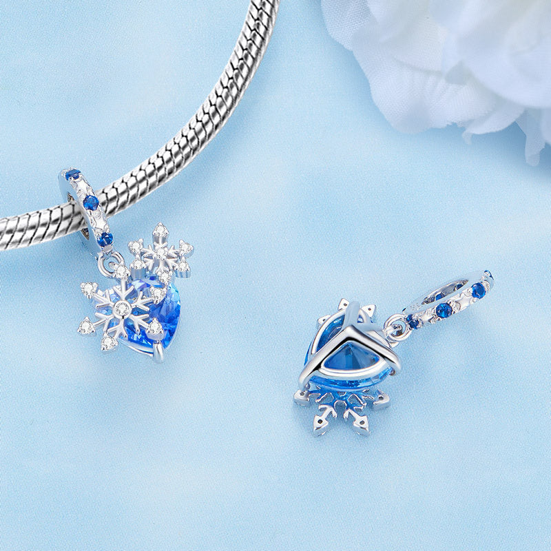Gnoce Sparkling Snowflake Heart Pendant Dangle Charm_2
