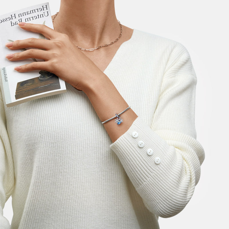 Gnoce Sparkling Snowflake Heart Pendant Dangle Charm_3