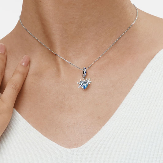 Gnoce Sparkling Snowflake Heart Pendant Dangle Charm_6