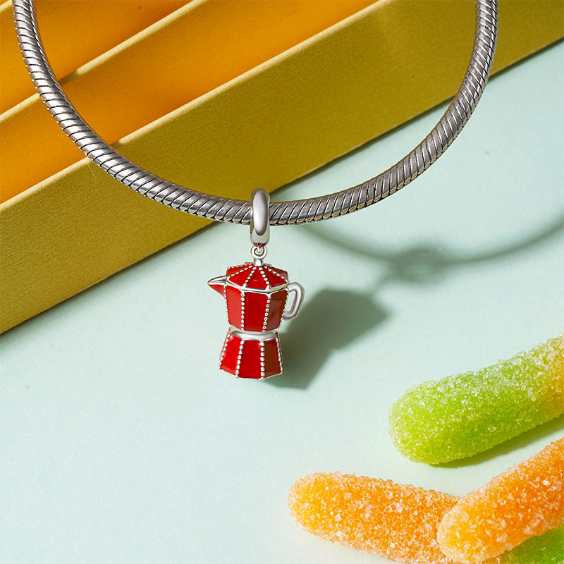 Gnoce Red Coffee Pot Pendant Dangle Charm_3
