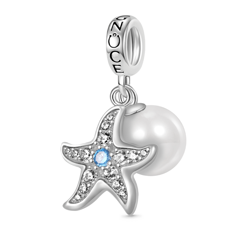 Gnoce Starfish Pearl Double Pendant Dangle Charm_1
