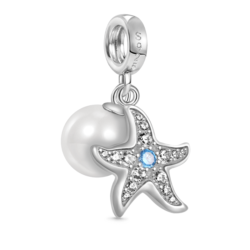 Gnoce Starfish Pearl Double Pendant Dangle Charm_2