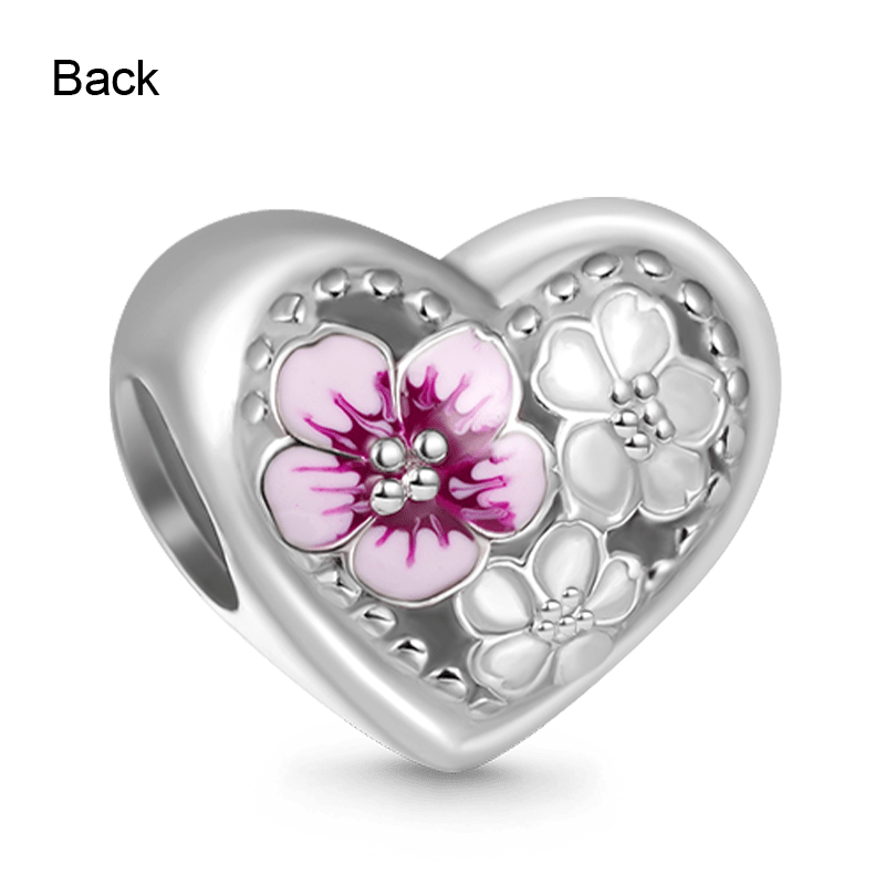 Gnoce Pink Peach Blossom Heart Charm_2
