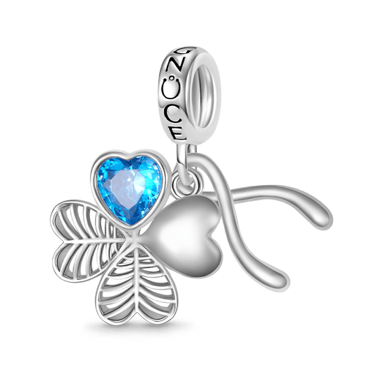 Gnoce Lucky Cloverleaf & Wishbone Pendant Dangle Charm_1