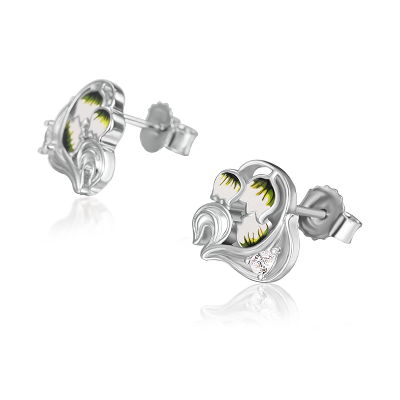 Gnoce Lily of the Valley Flower Stud Earrings_2