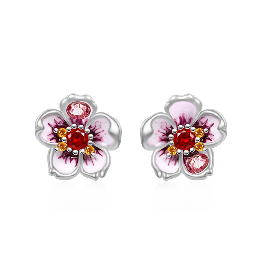 Gnoce Pink Cherry Blossoms Stud Earrings_1