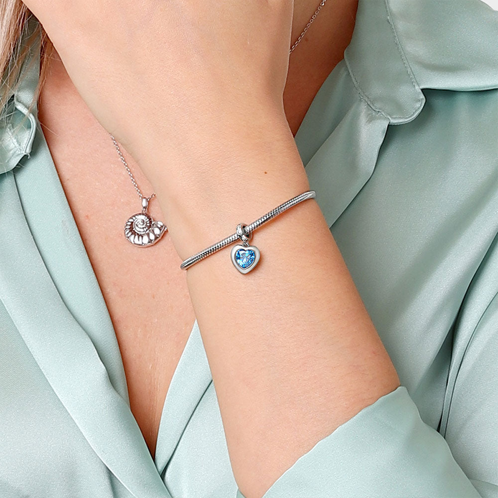 Engravable Birthstone Heart Pendant Dangle Charm 925 Sterling Silver_5