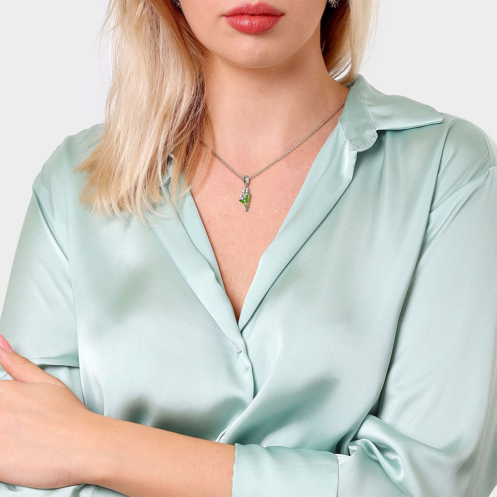 Lily of the Valley Flower Pendant Dangle Charm Sterling Silver_5