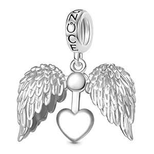 Gnoce Angel Wings Heart Engravable Pendant Dangle Charm