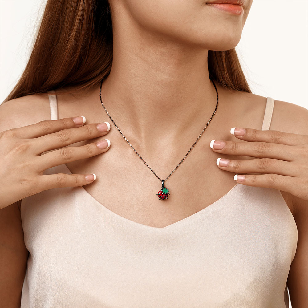 Gnoce Ladybug & Four Leaf Clover Doule Pendant Dangle Charm_5