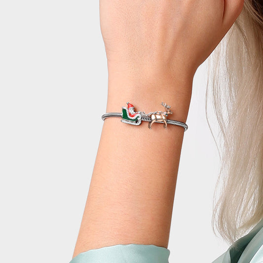 Gnoce "Merry Christmas" Santa Claus Is Coming To Town 925 Sterling Silver Bead Charm_4