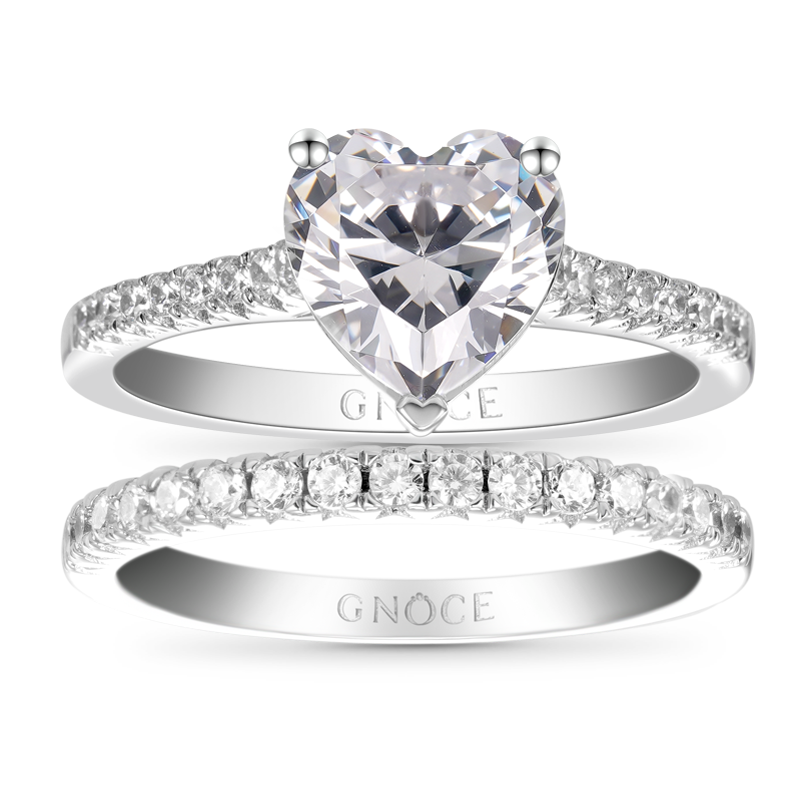Gnoce Double Clear Heart Cut Stackable Ring Set_1