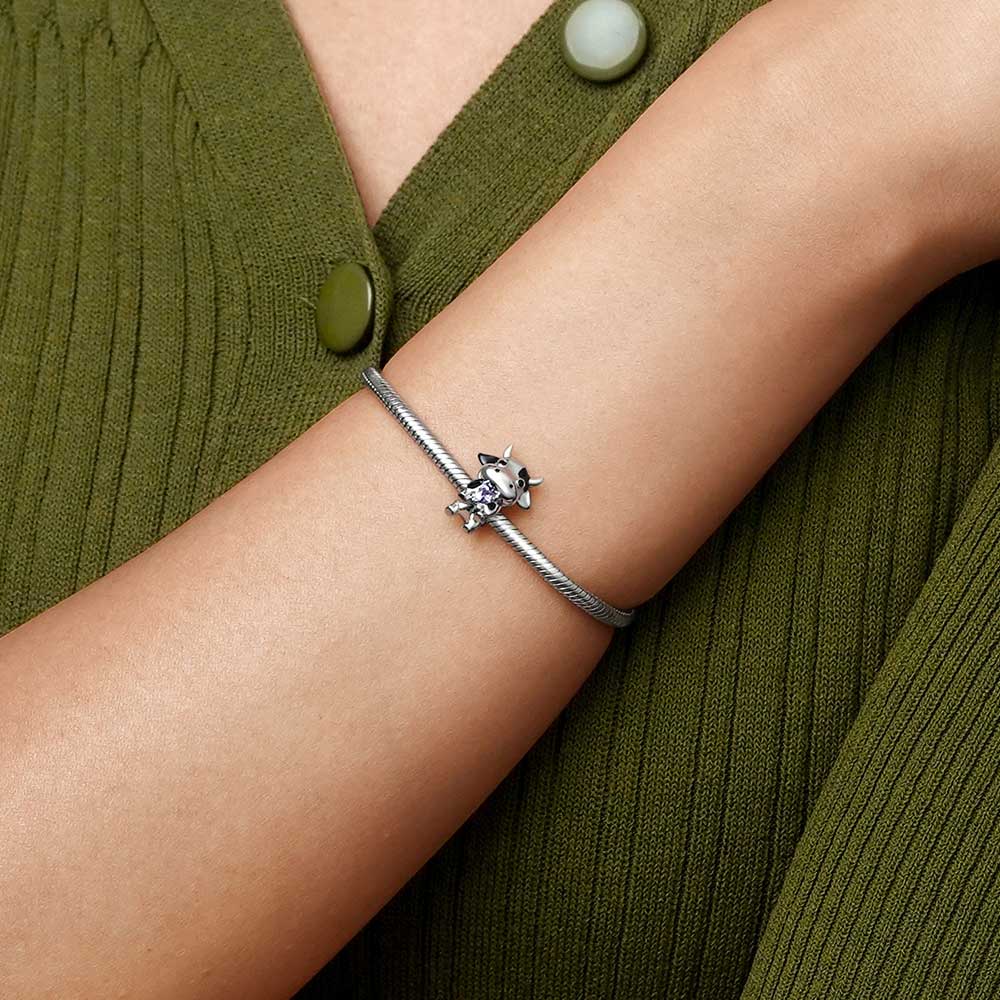 Gnoce Chinese Zodiac Ox Embraces Heart Gem Charm_5