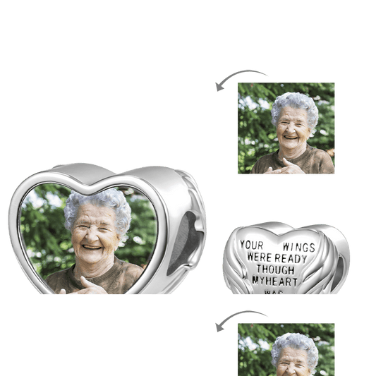 Gnoce Angel Wings Love Heart Personalized Photo Charm_1