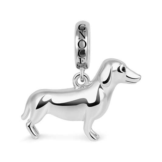 Gnoce "Stubborn but Loyal" Polished Dachshund Charm Pendant 925 Sterling Silver_1