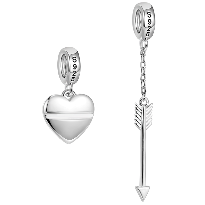 Gnoce Romantic Arrow with Love Double Pendant Dangle Charm_2