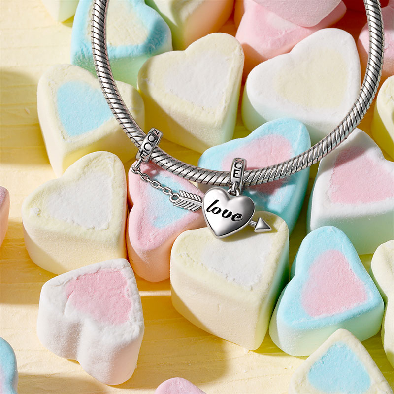 Gnoce Romantic Arrow with Love Double Pendant Dangle Charm_3