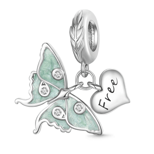 Gnoce Sparkling Butterfly Heart Double Pendant Dangle Charm_1