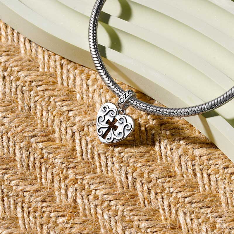 Gnoce Crosslet Heart Pendant Dangle Charm_3