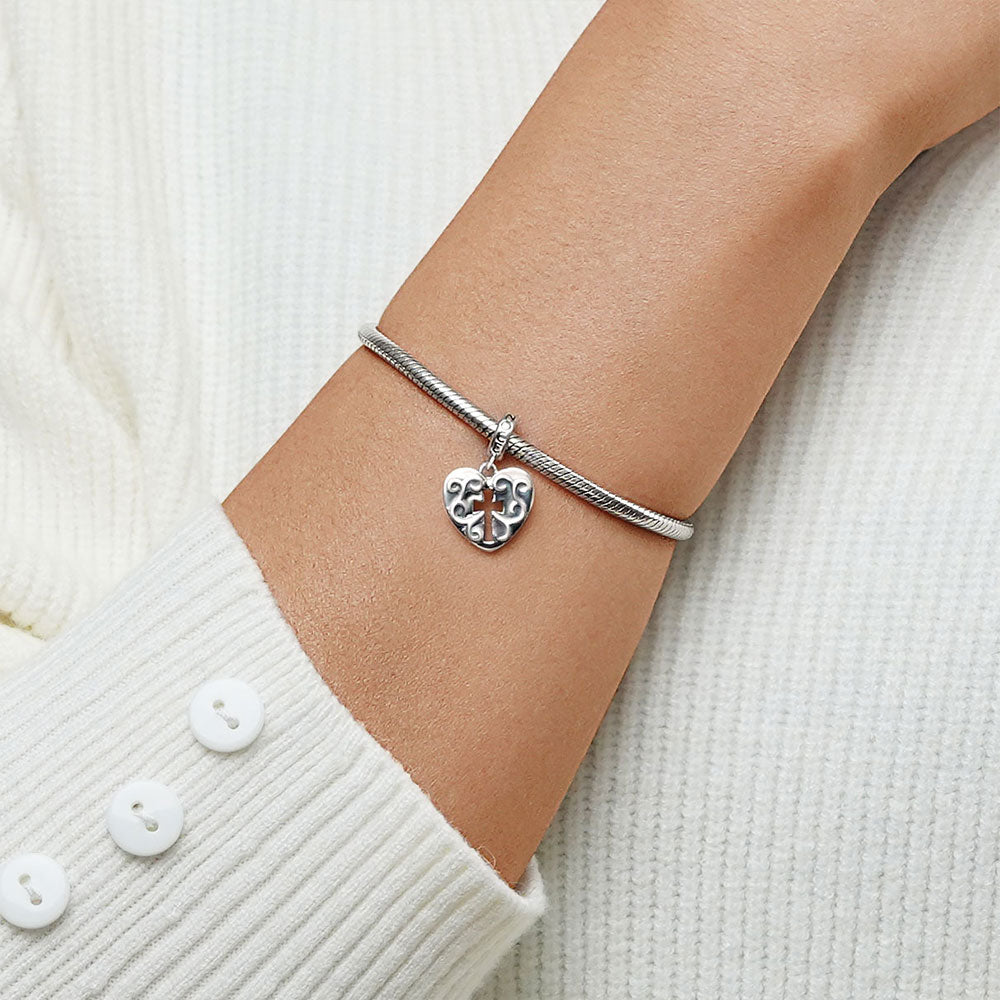 Gnoce Crosslet Heart Pendant Dangle Charm_5