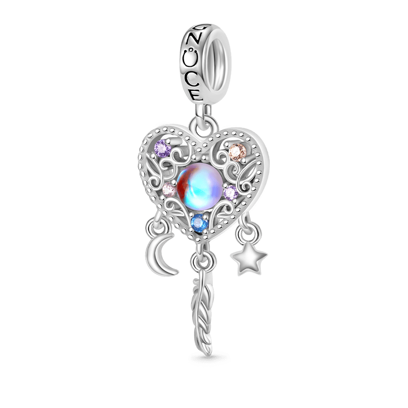 Gnoce Opal Dream Catcher Heart Pendant Dangle Charm_1