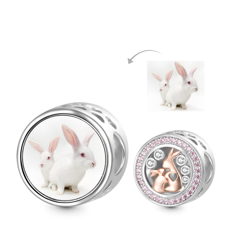 Gnoce Rabbit Mother&Baby Personalized Photo Charm_1
