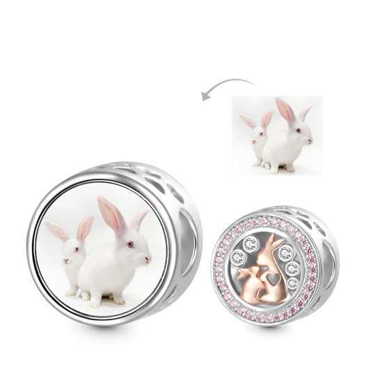 Gnoce Rabbit Mother&Baby Personalized Photo Charm_1