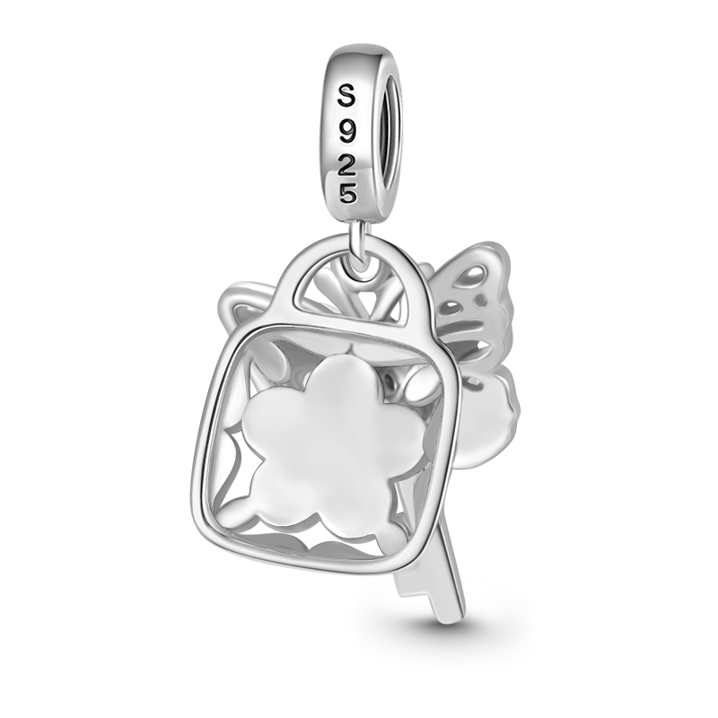 Gnoce Butterfly Key Lock Double Pendant Dangle Charm_2
