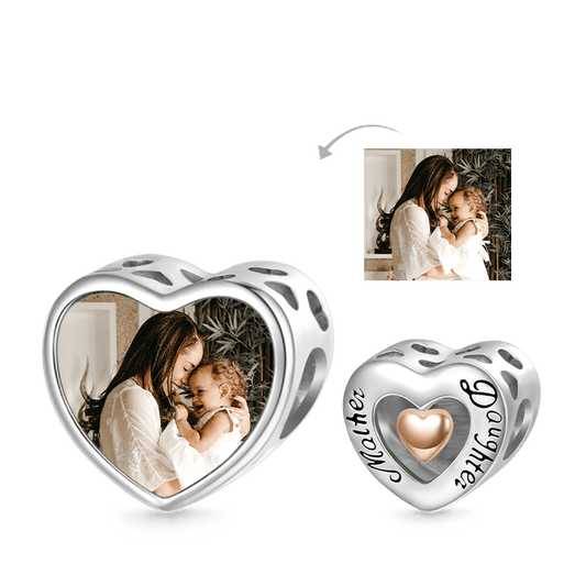 Gnoce Mother & Daughter Heart Personalized Photo Charm_1