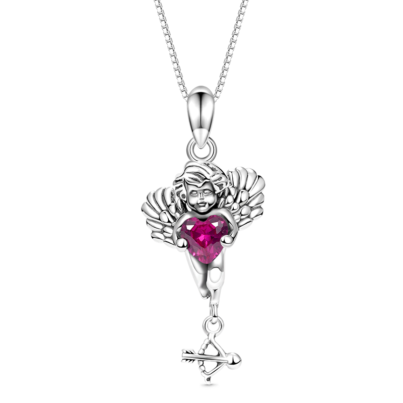 Gnoce Eros Cupid Embraces Heart Gem Necklace_1