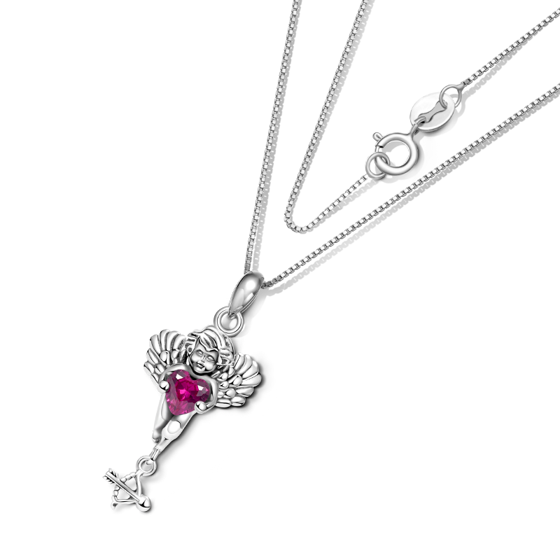 Gnoce Eros Cupid Embraces Heart Gem Necklace_2