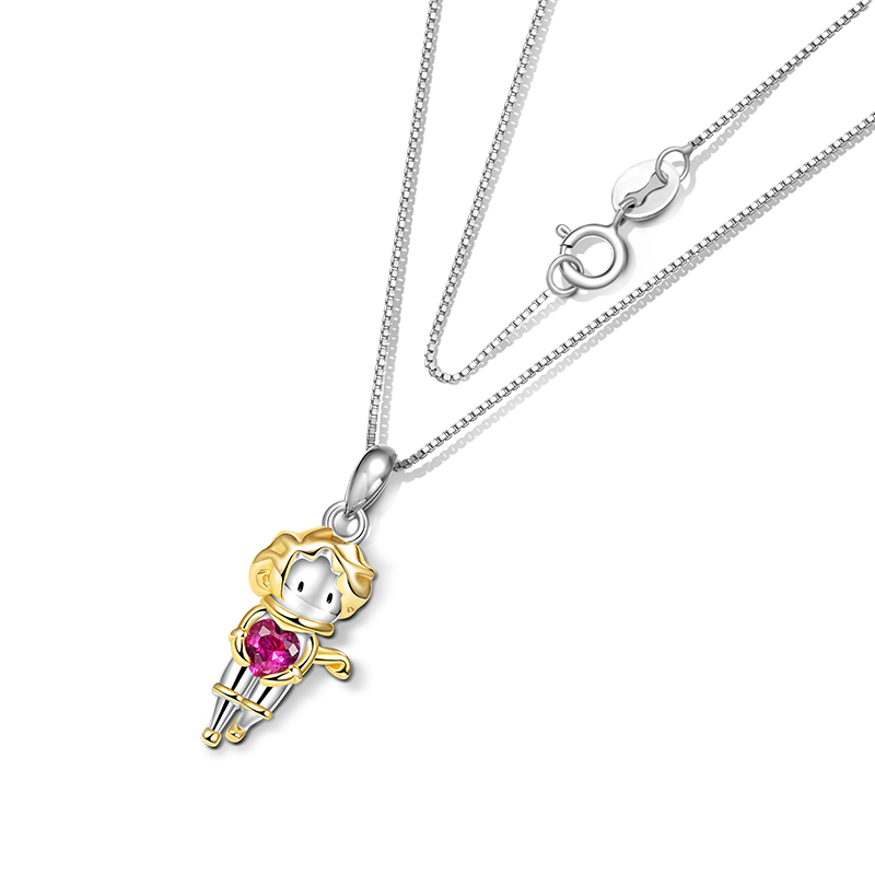Gnoce Little Boy Embraces Heart Gem Necklace_2